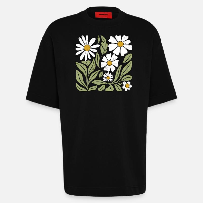 Gänseblümchen Blume Boho Blumen - Heavyweight T-Shirt - made by SPREAD - SOLID BLACK