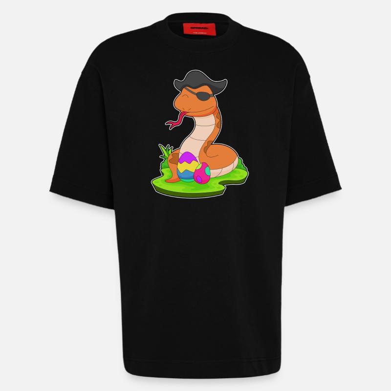 Snake Easter Pirate - Heavyweight T-Shirt - made by SPREAD  - SOLID BLACK
