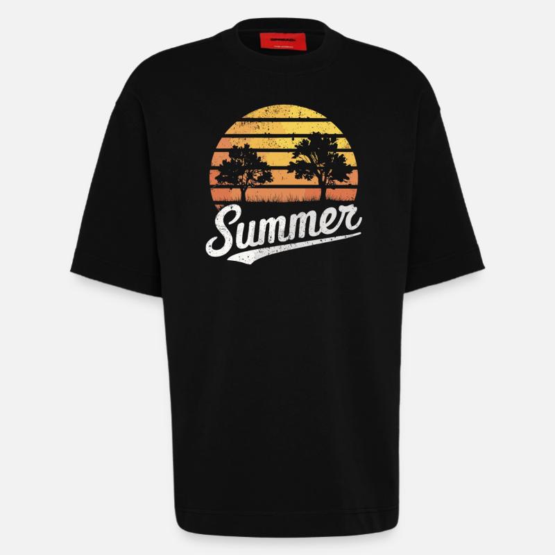 Sunset Forest Summer - Heavyweight T-Shirt - made by SPREAD  - SOLID BLACK