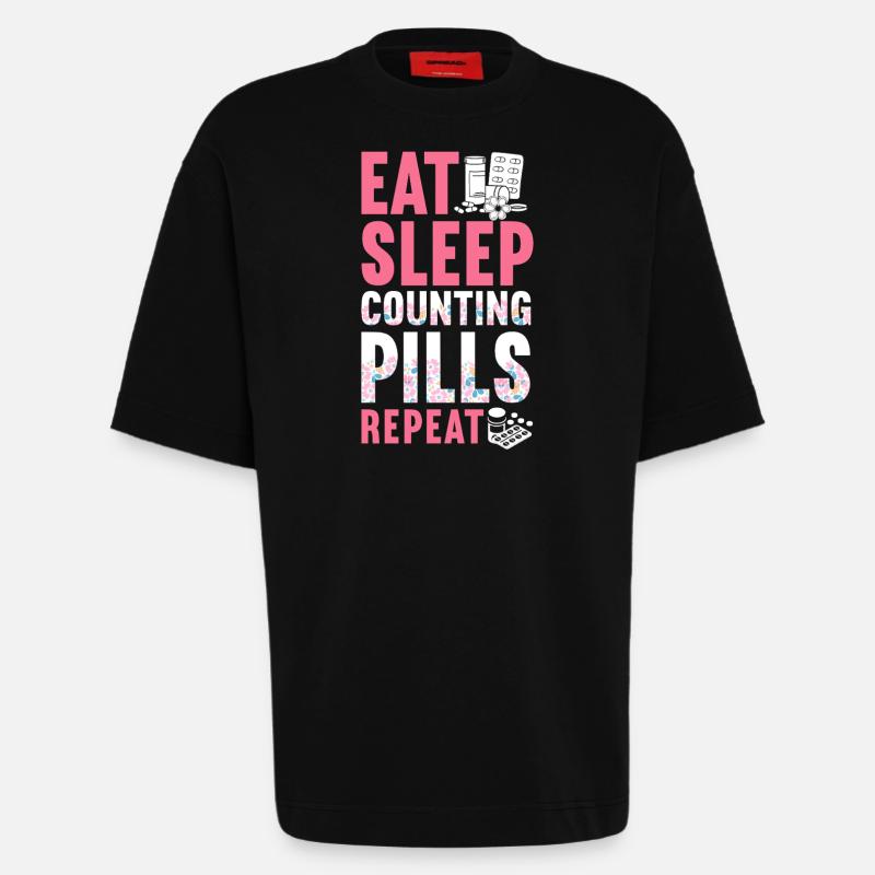 Technicien en pharmacie - T-shirt bio épais oversize fabriqué en UE - SOLID BLACK