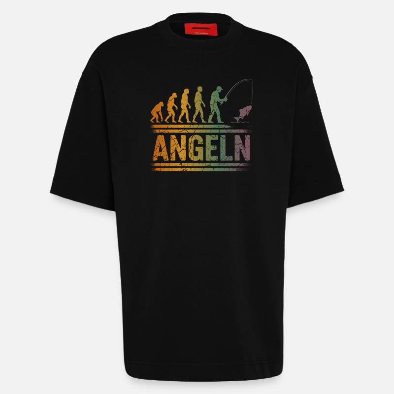 Evolution zum Angler - Heavyweight T-Shirt - made by SPREAD  - SOLID BLACK