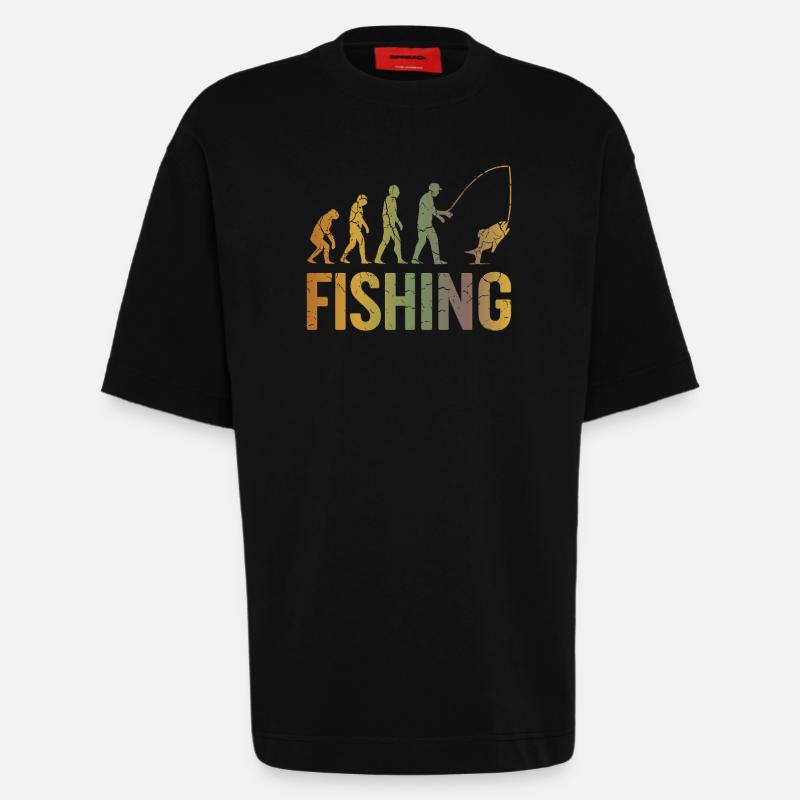 Evolution pour la pêche - T-shirt bio épais oversize fabriqué en UE - SOLID BLACK