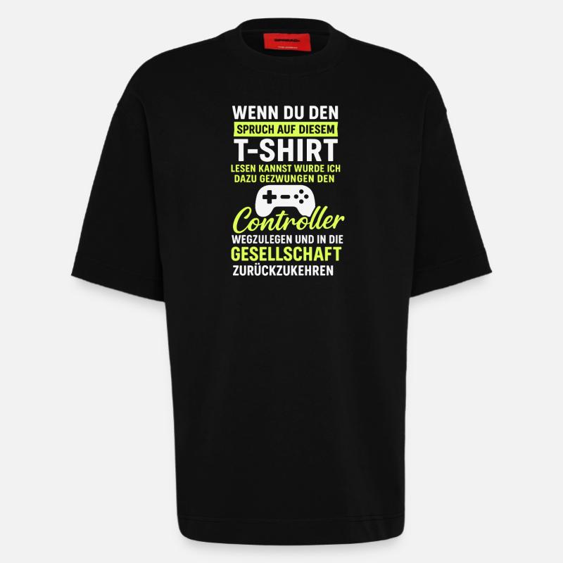 Controller Gaming Spruch - Heavyweight T-Shirt - made by SPREAD  - SOLID BLACK