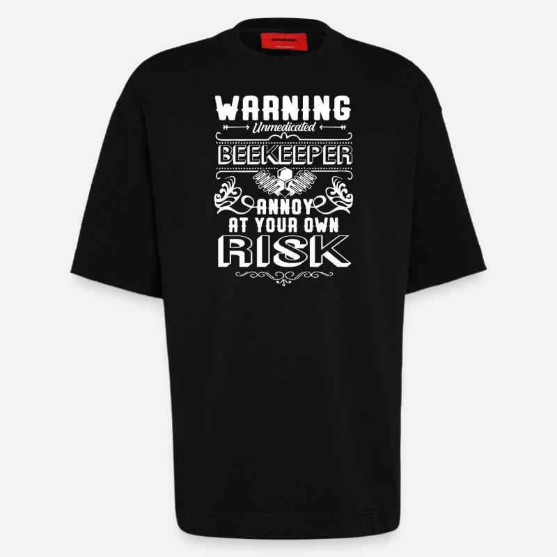 Beekeeper Beekeeper Warning - Heavyweight T-Shirt - made by SPREAD  - SOLID BLACK