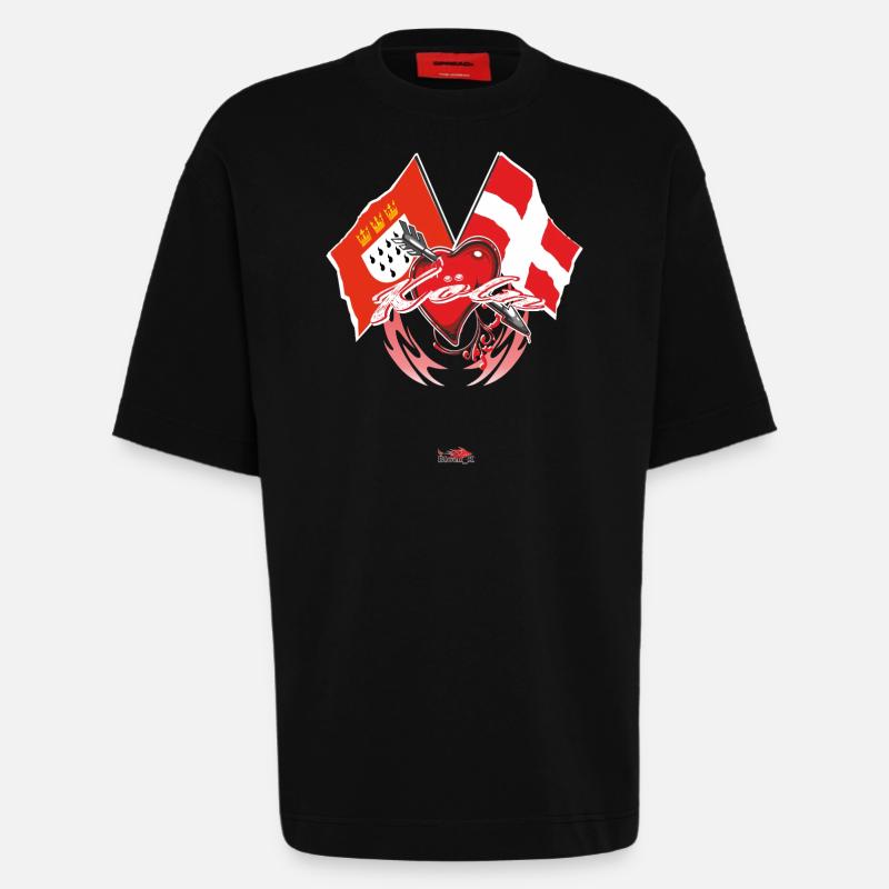 Cologne - montrer le drapeau - T-shirt bio épais oversize fabriqué en UE - SOLID BLACK