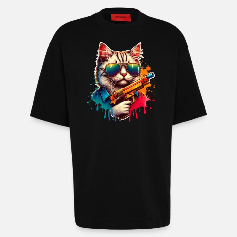 Pistolet à eau Cat - T-shirt bio épais oversize fabriqué en UE - SOLID BLACK