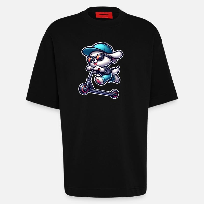 E-Scooter E-Scooter Scooter Chien - T-shirt bio épais oversize fabriqué en UE - SOLID BLACK