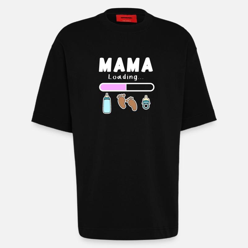 werdende Mutter - Mama wird geladen - Heavyweight T-Shirt - made by SPREAD  - SOLID BLACK
