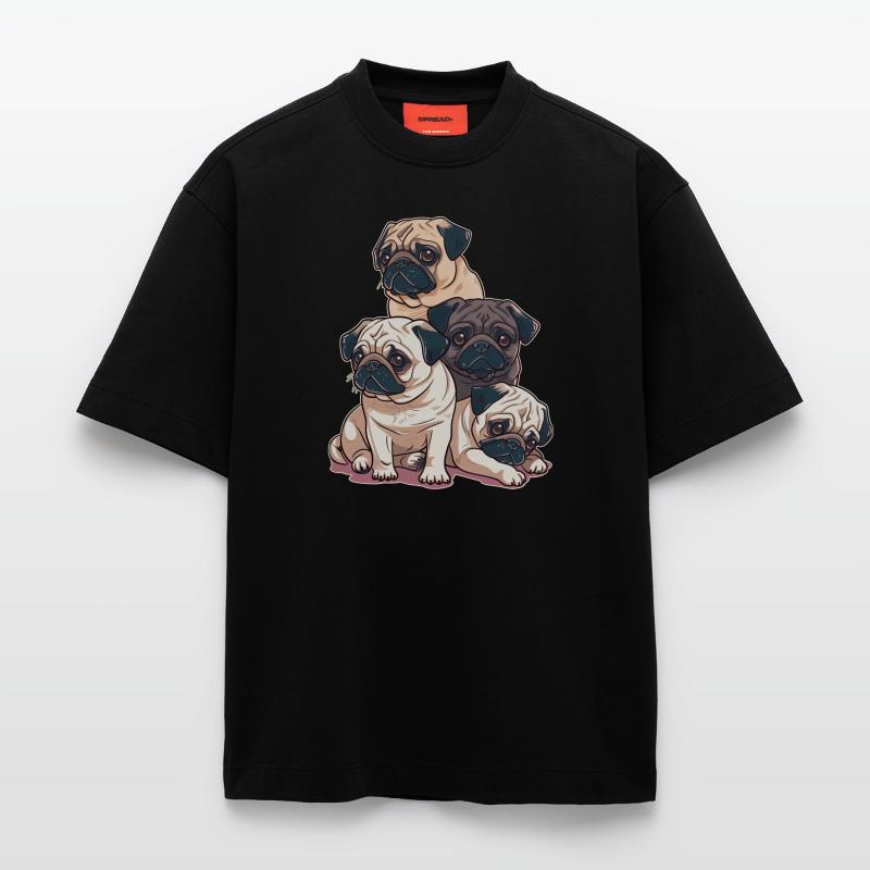Pug Stack Heavyweight T-Shirt - made by SPREAD 