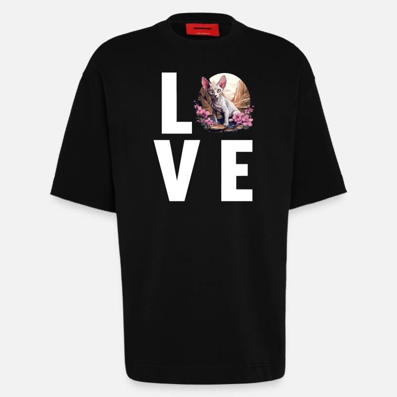 Sphynx Kätzchen Sphynx Katze - Heavyweight T-Shirt - made by SPREAD - SOLID BLACK