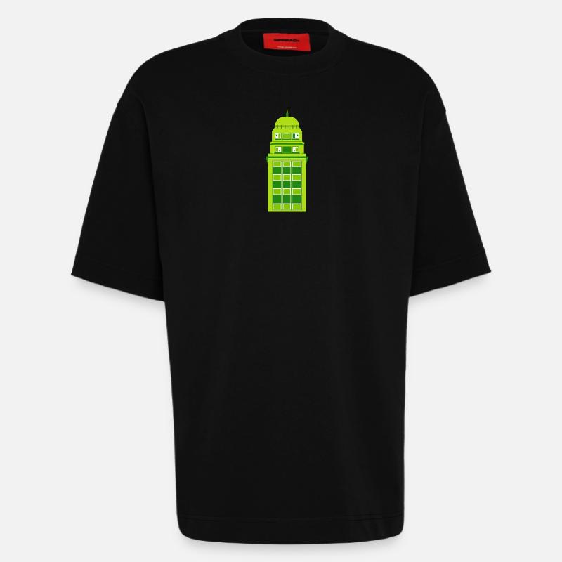 Retro Grüne Turmuhr - Heavyweight T-Shirt - made by SPREAD  - SOLID BLACK