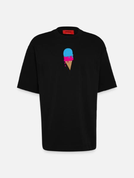 ice-cream - T-shirt bio épais oversize fabriqué en UE - SOLID BLACK