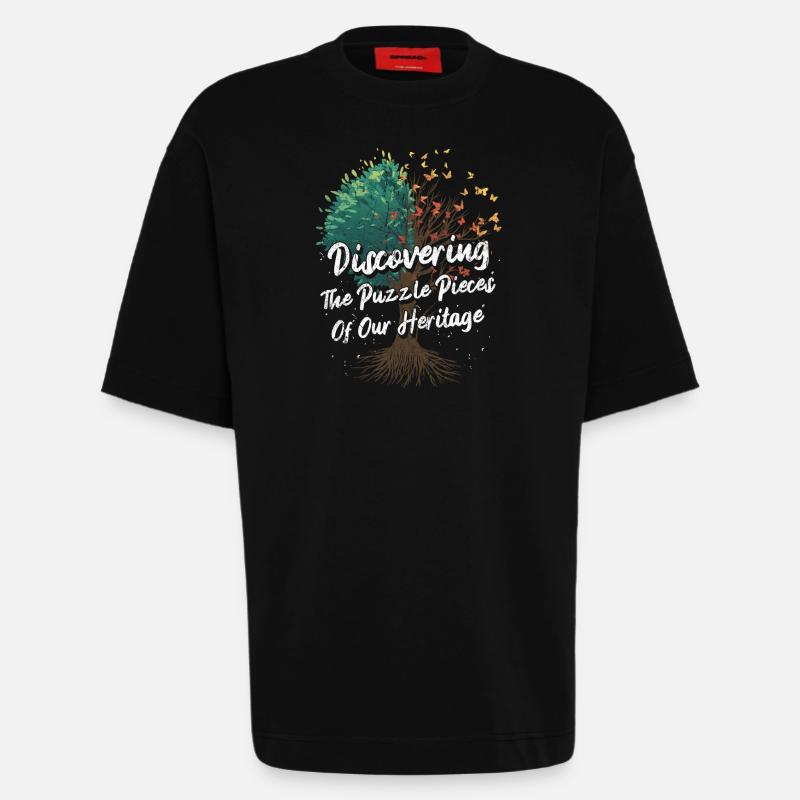 Genealogie Spruch - Heavyweight T-Shirt - made by SPREAD  - SOLID BLACK