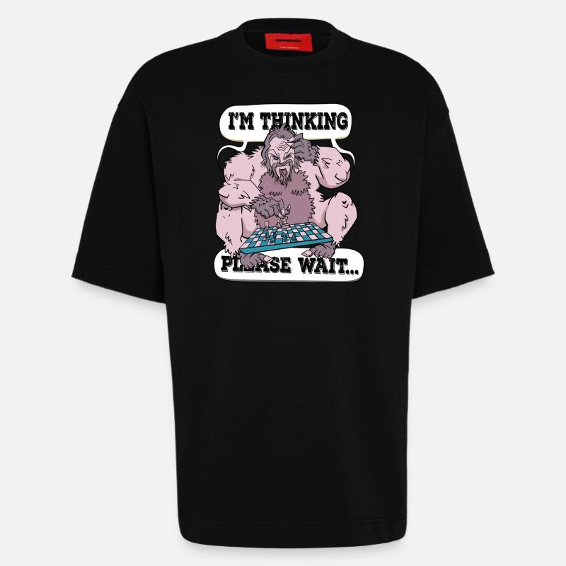 I'm thinking please wait Chess - Heavyweight T-Shirt - made by SPREAD  - SOLID BLACK