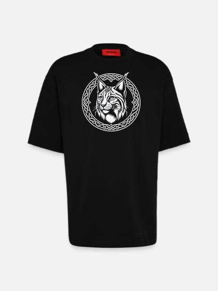 Lynx celtique - T-shirt bio épais oversize fabriqué en UE - SOLID BLACK
