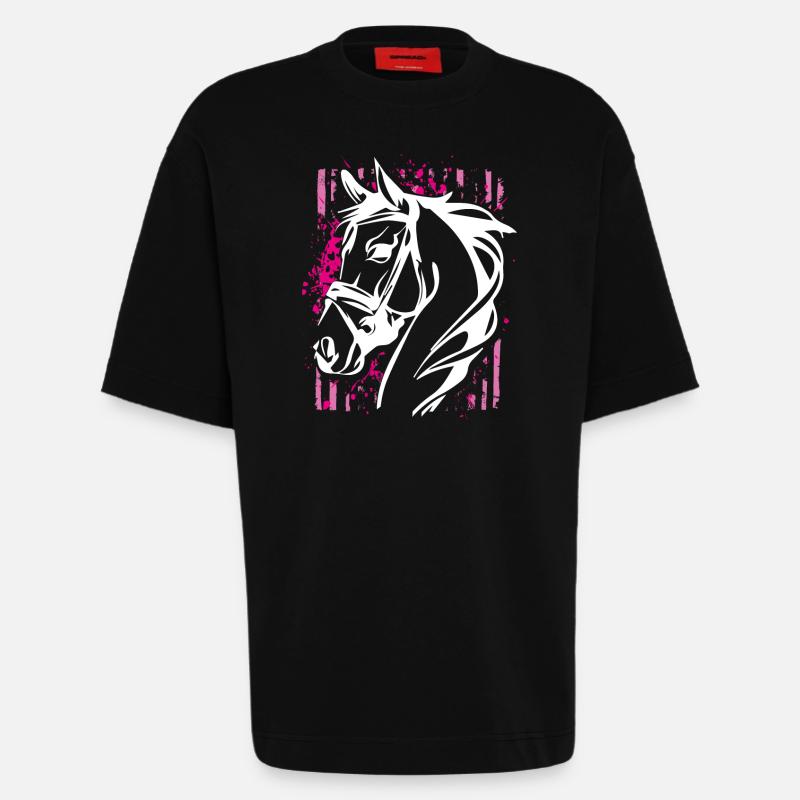 Graffiti-Stil Pferd mit Pinkem Farbsplash - Heavyweight T-Shirt - made by SPREAD  - SOLID BLACK