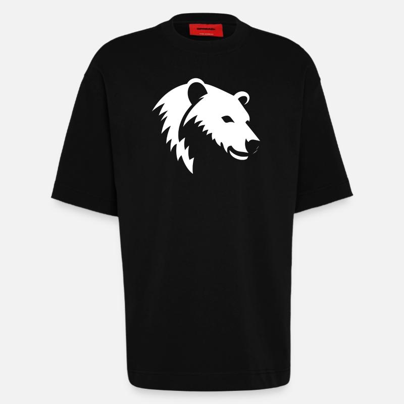 Bär Silhouette eines Eisbärkopfes - Heavyweight T-Shirt - made by SPREAD  - SOLID BLACK
