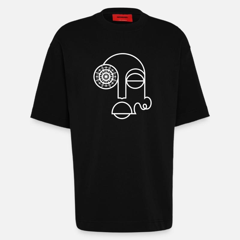 Abstraktes Gesicht / Modernes abstraktes Gesicht - Heavyweight T-Shirt - made by SPREAD - SOLID BLACK