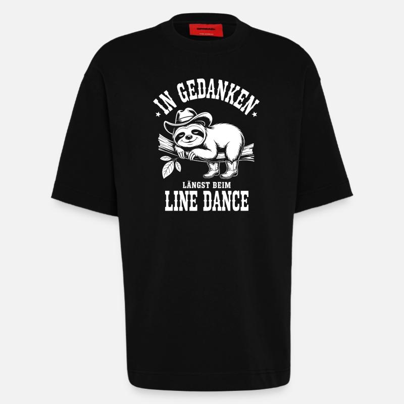 Sloth Line Dance Thoughts - Heavyweight T-Shirt - made by SPREAD  - SOLID BLACK