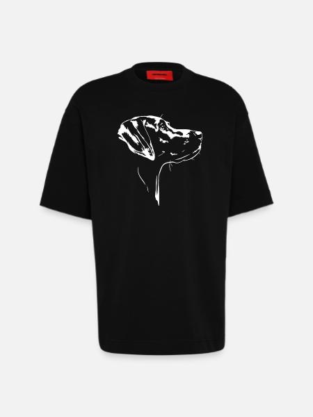 Weimaraner Dog Silhouette Wilsigns - Heavyweight T-Shirt - made by SPREAD  - SOLID BLACK