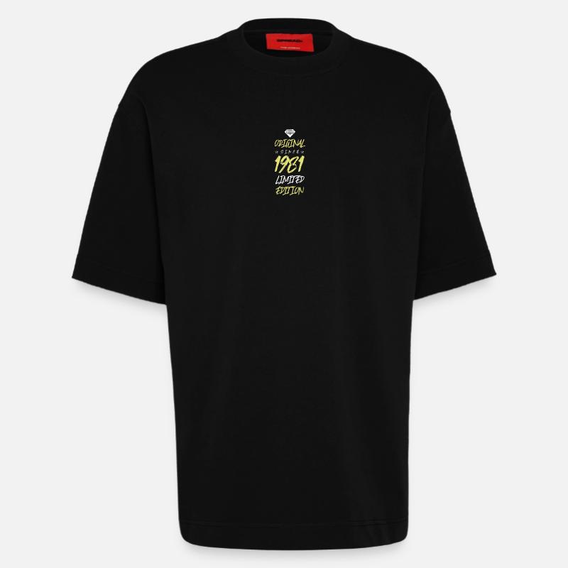 1981 Édition limitée - T-shirt bio épais oversize fabriqué en UE - SOLID BLACK