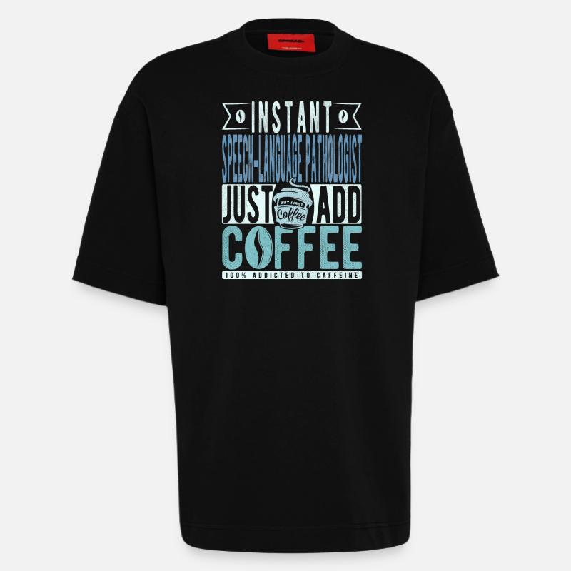 Language pathologist coffee saying - Heavyweight T-Shirt - made by SPREAD - SOLID BLACK
