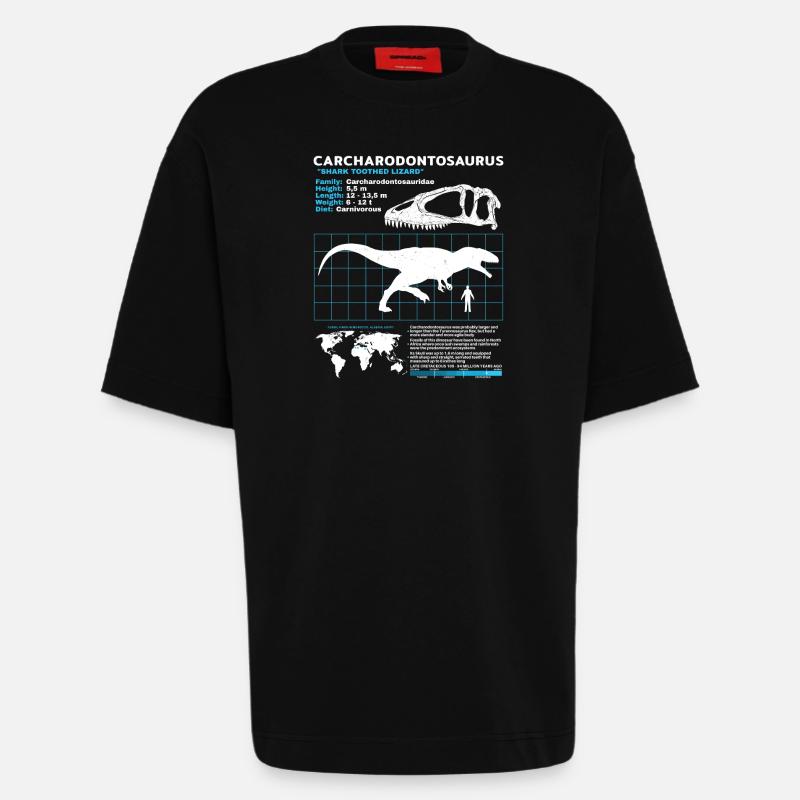 Carcharodontosaurus Datenblatt - Heavyweight T-Shirt - made by SPREAD - SOLID BLACK