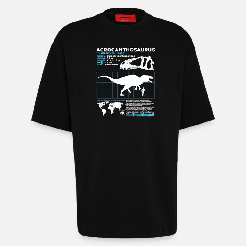 Fiche technique de l’Acrocanthosaurus - T-shirt bio épais oversize fabriqué en UE - SOLID BLACK
