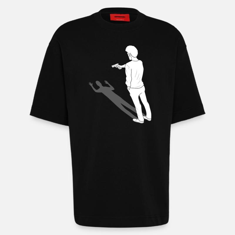 Graphisme d’art miroir - T-shirt bio épais oversize fabriqué en UE - SOLID BLACK