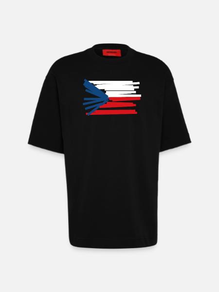 Czech Republic Flag - Modern Art - Heavyweight T-Shirt - made by SPREAD  - SOLID BLACK