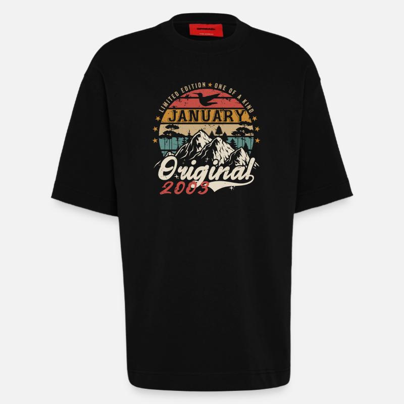 Januar 2003 Jubiläumsgeschenk - Januar 2003 - Heavyweight T-Shirt - made by SPREAD  - SOLID BLACK
