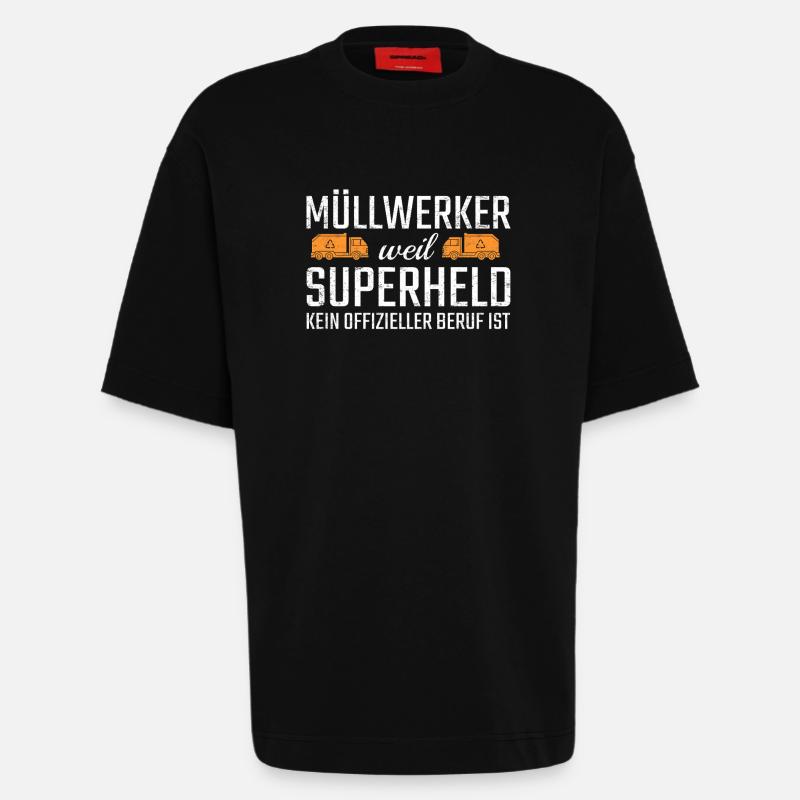 Müllwerker Superheld - Heavyweight T-Shirt - made by SPREAD  - SOLID BLACK