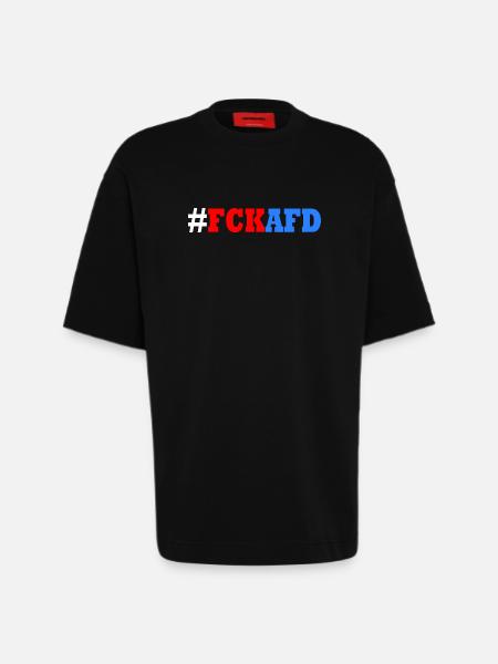 Fck afd - Heavyweight T-Shirt - made by SPREAD  - SOLID BLACK
