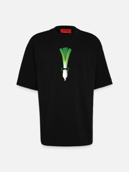 Poireau poireau - T-shirt bio épais oversize fabriqué en UE - SOLID BLACK