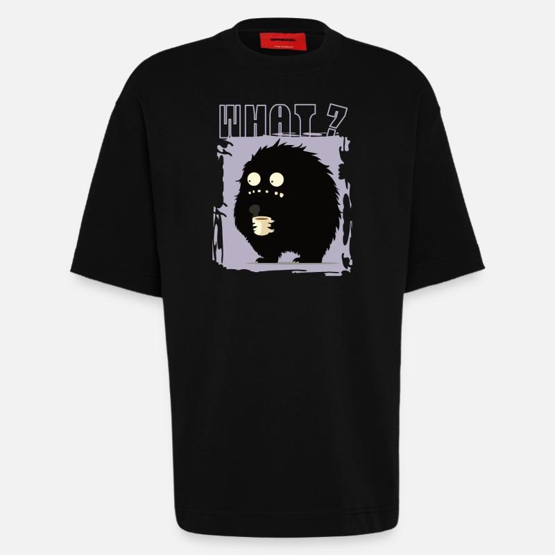 Monster Kaffee what? - Heavyweight T-Shirt - made by SPREAD  - SOLID BLACK