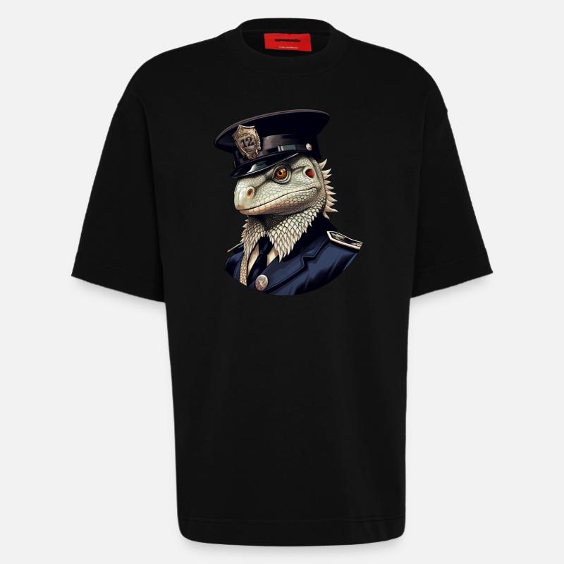 Polizei Eidechsen - Heavyweight T-Shirt - made by SPREAD - SOLID BLACK