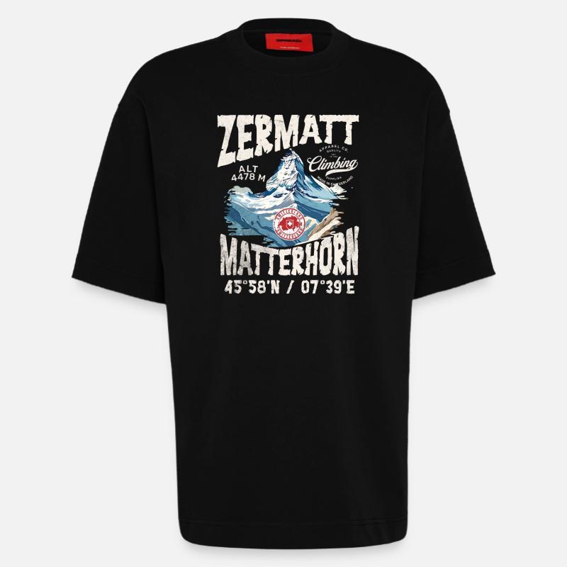 Zermatter Klettern 3 - Heavyweight T-Shirt - made by SPREAD  - SOLID BLACK