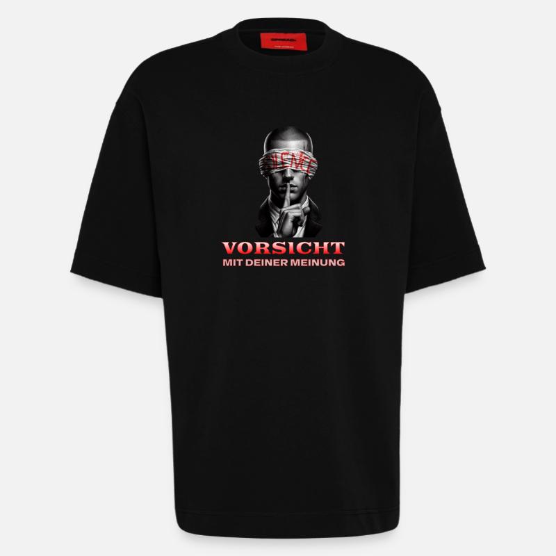 Vorsicht, Subtile Botschaft mit Augenbinde - Heavyweight T-Shirt - made by SPREAD  - SOLID BLACK