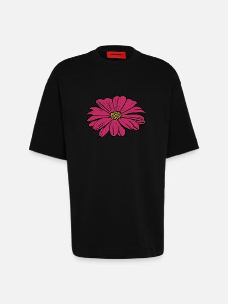 flower, blossom, red, violet - Heavyweight T-Shirt - made by SPREAD  - SOLID BLACK