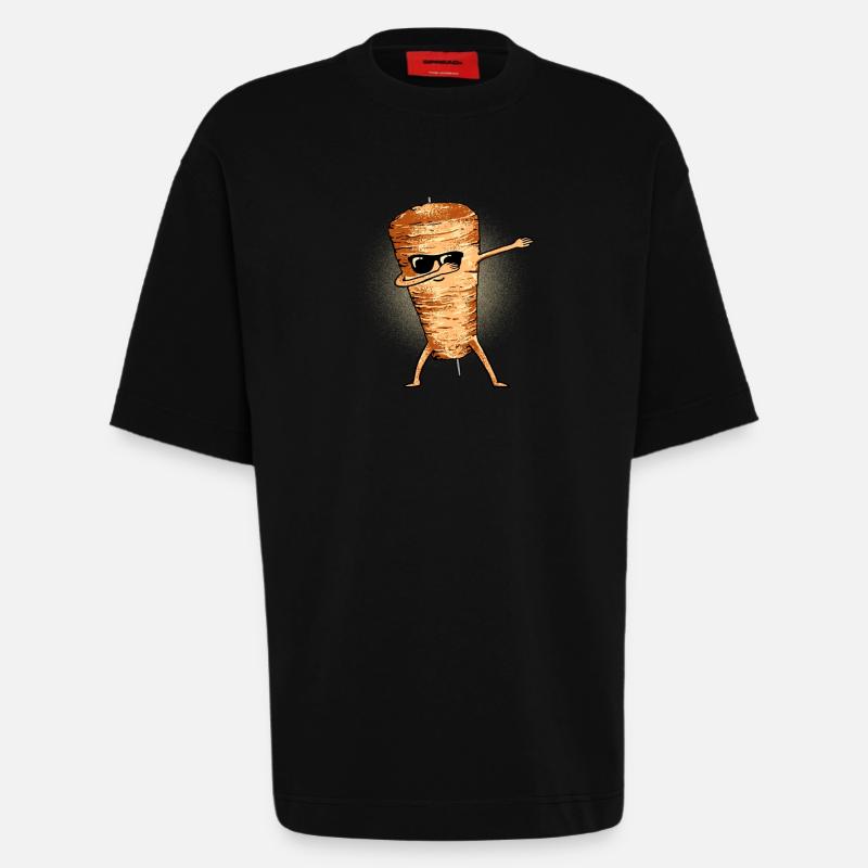 Dabbender brochette de kebab Dab - T-shirt bio épais oversize fabriqué en UE - SOLID BLACK