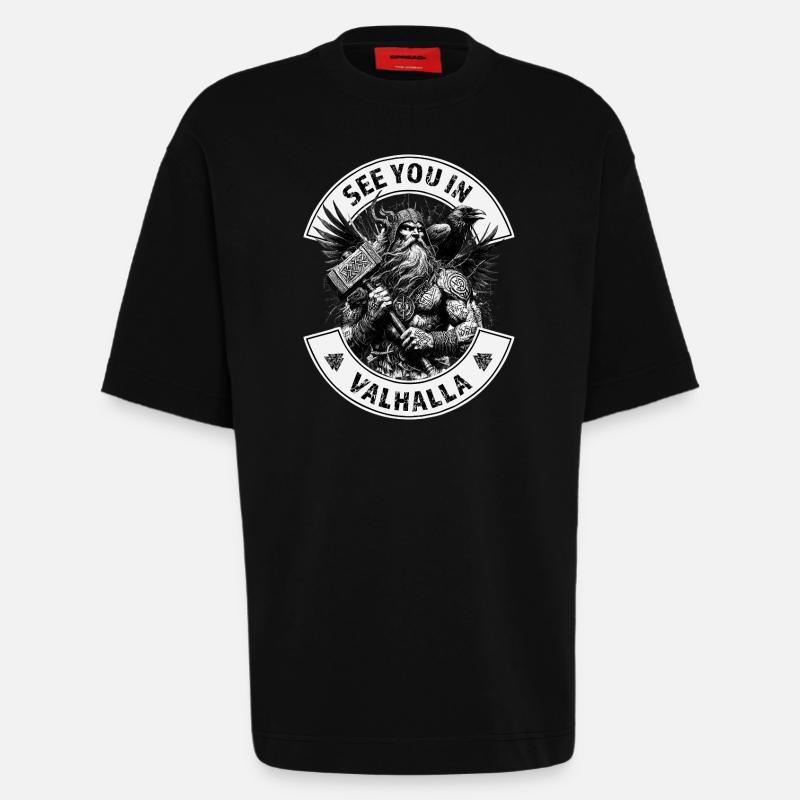 On se voit à Valhalla - T-shirt bio épais oversize fabriqué en UE - SOLID BLACK