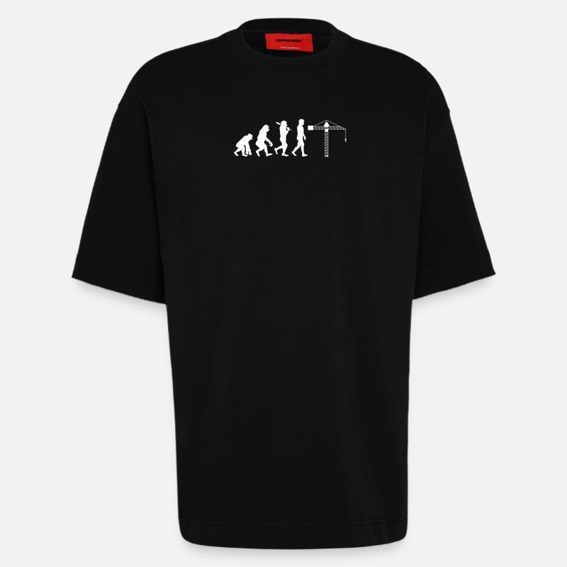 Crane operator Evolution - Heavyweight T-Shirt - made by SPREAD  - SOLID BLACK