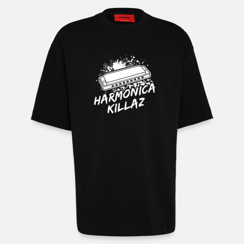 Harmonica Musican Killaz Harmonica - T-shirt bio épais oversize fabriqué en UE - SOLID BLACK