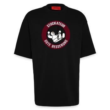 Gute Besserung Stuckateur Alles Gute Gesundheit - Heavyweight T-Shirt - made by SPREAD  - SOLID BLACK - Vorne - Fiona (171cm)