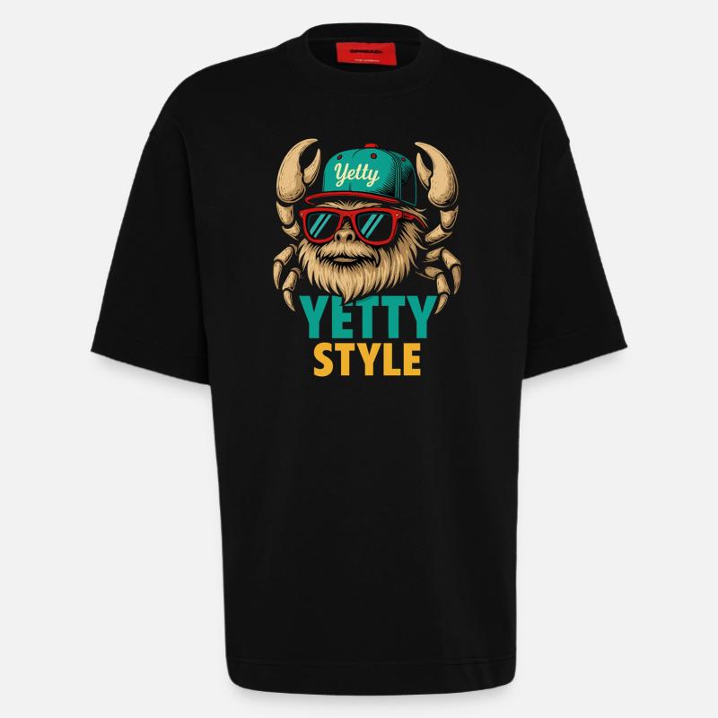 Graphisme Yeti Style Yetty - T-shirt bio épais oversize fabriqué en UE - SOLID BLACK