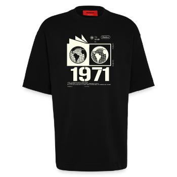 Jahrgang 1971 Retro Geburtstag Geschenk 1971 - Heavyweight T-Shirt - made by SPREAD  - SOLID BLACK - Vorne - Fiona (171cm)