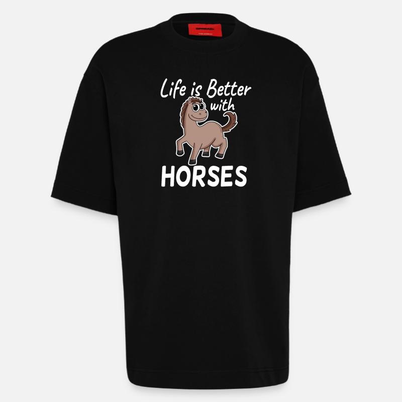 Pferd Spruch Pferde Mädchen - Heavyweight T-Shirt - made by SPREAD  - SOLID BLACK
