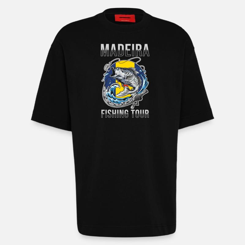 Excursion de pêche à Madère - T-shirt bio épais oversize fabriqué en UE - SOLID BLACK
