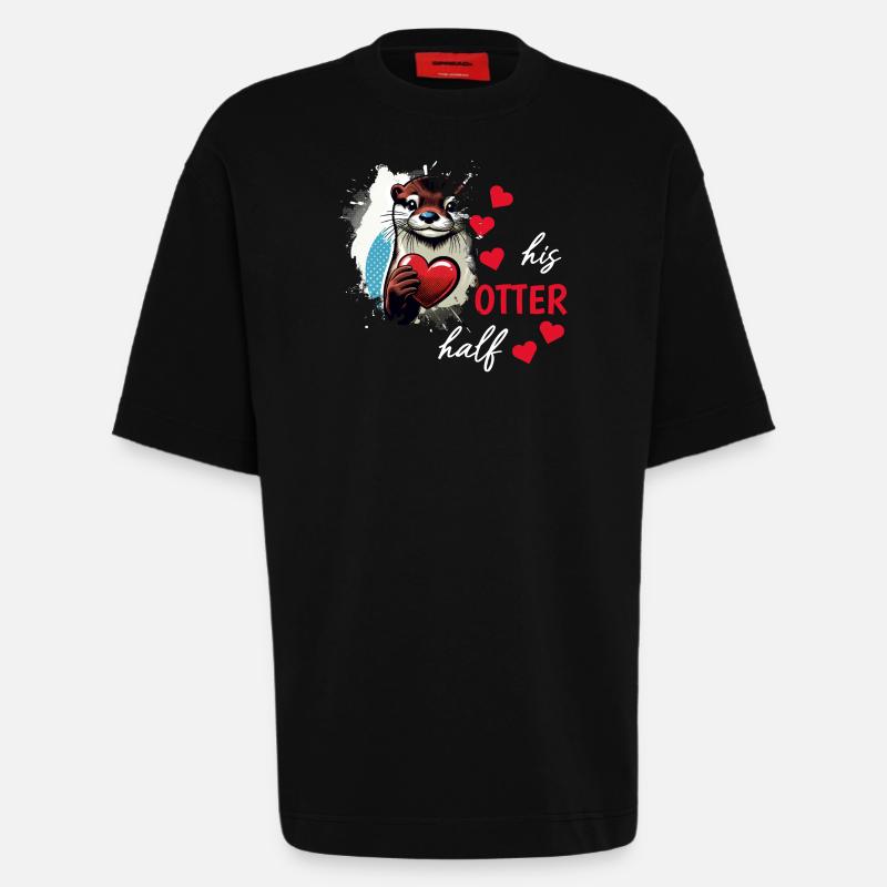 Otter half liebe geschenk - Heavyweight T-Shirt - made by SPREAD  - SOLID BLACK