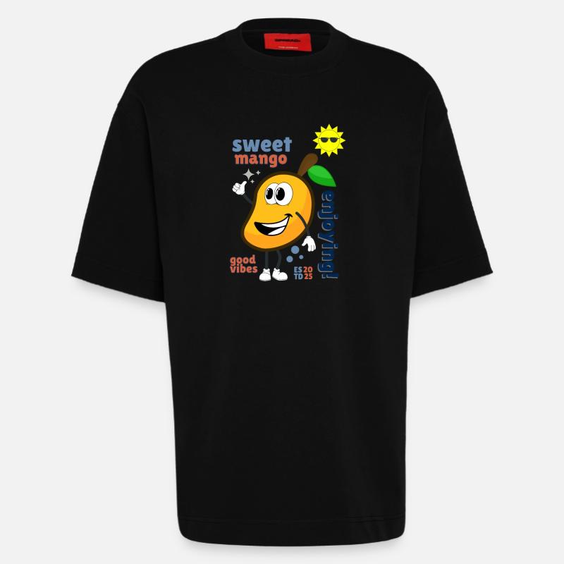 Mango yellow fruit handle design mangos mangoes - Heavyweight T-Shirt - made by SPREAD - SOLID BLACK